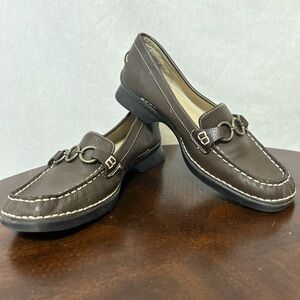 Dockers Brown Leather Loafers with Stitch Detail